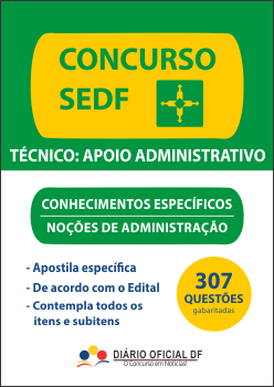 apostila SEDF Nocoes Administracao NA capa - Concurso SEDF 2016: Saiu o edital para os cargos de Professor, Analista, Técnico e Monitor, são 2,9 mil vagas