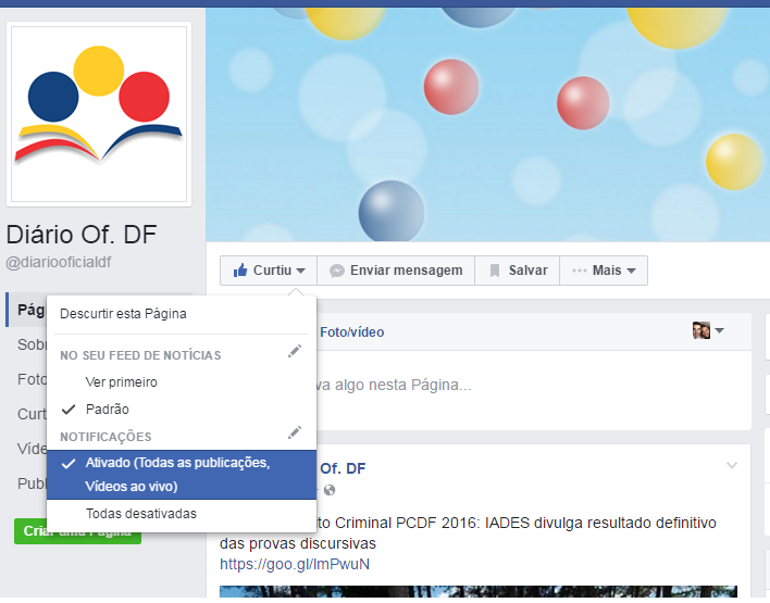 Facebook do DODF Concursos: Como receber todas as atualizações de nossa fanpage? fanpage DODF - Facebook do DODF Concursos: Como receber todas as atualizações de nossa fanpage?