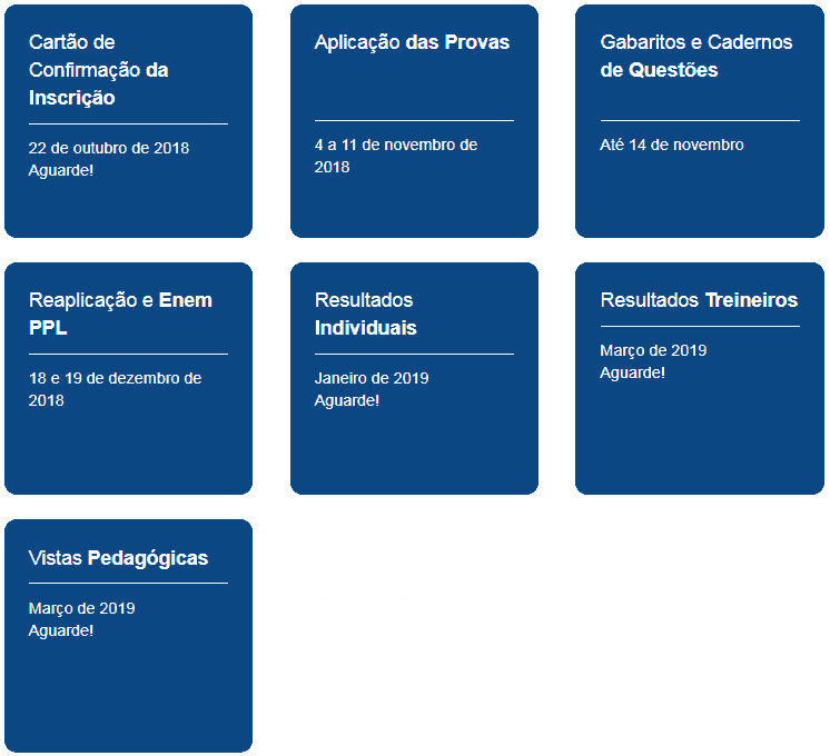 CRONOGRAMA ENEM 2018 - ENEM 2018: Inep divulga gabaritos do Enem. Resultado final sairá em janeiro