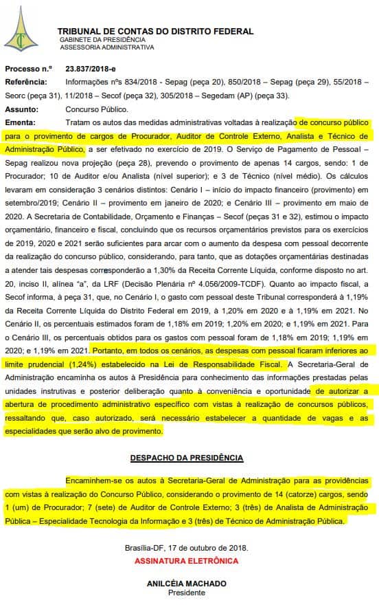 concurso tcdf - Concurso TCDF 2018 Autorizado para 14 vagas. Iniciais de R$ 27 mil!