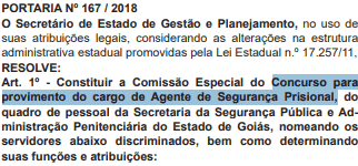 concurso agente penitenciario go 2018 comissao - Concurso Agente Penitenci&aacute;rio GO 2018: IADES ser&aacute; organizador do Edital com 500 vagas!