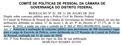 concurso policia civil pcdf 2019 autorizacao - Concurso Polícia Civil PCDF 2019: Edital para Escrivão em definição da organizadora! Até R$13.751,51!