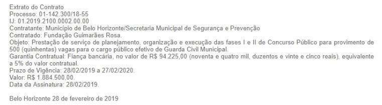 banca organizadora concurso guarda bh - Concurso Guarda Municipal BH: Contrato assinado. São 500 vagas!