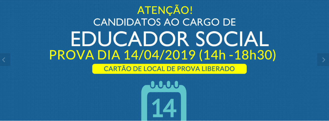 local de provas educador social - Concurso SEDEST: Divulga Cartão com local de provas para Educador Social