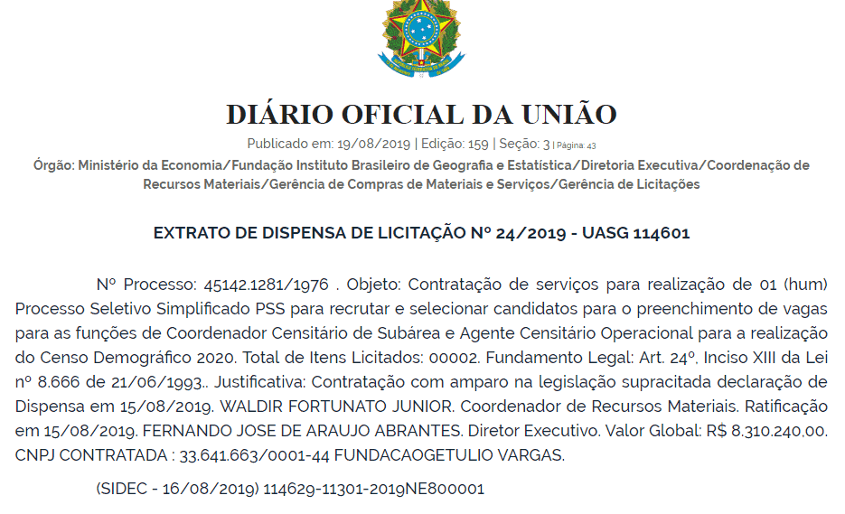 Concurso IBGE 2019: Banca Definida para Coordenador e Agente Censitário concurso ibge 2019 coordenador agente censitario banca definida - Concurso IBGE 2019: Banca Definida para Coordenador e Agente Censitário