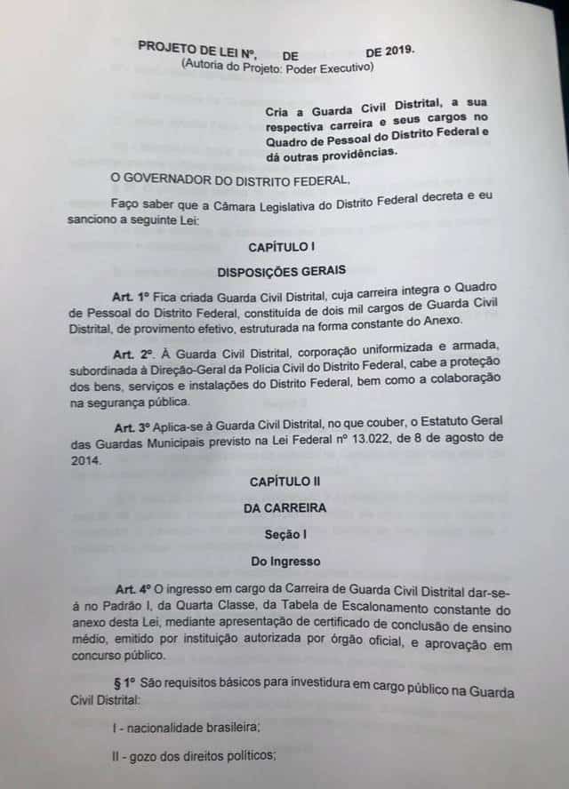 Minuta Guarda Civil Distrital - Concurso Guarda Civil Distrital (GCD): GDF quer criar com 2 mil vagas