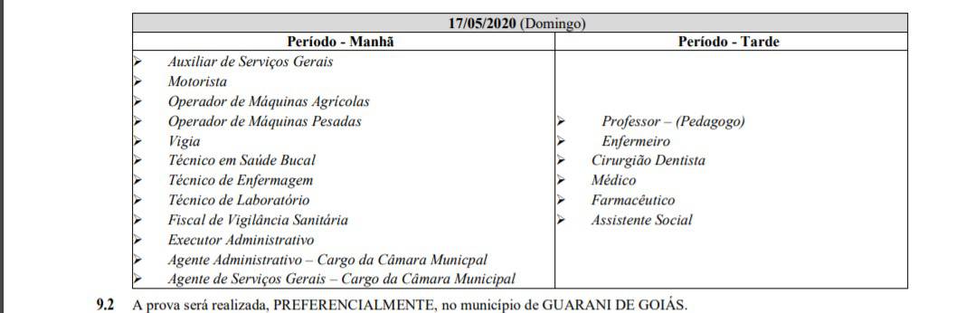 provas 3 1 - Concurso Câmara Municipal de Guarani GO: Saiu o Edital com 166 vagas!