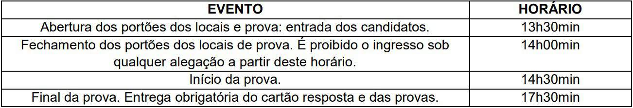 horario das provas Concurso Câmara de Três Barras - Concurso Câmara de Três Barras SC: Inscrições Abertas!