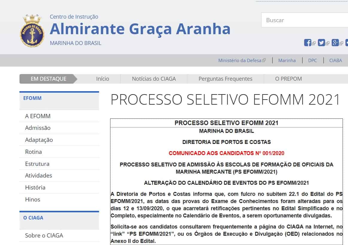 ciaga - Concurso Oficiais da Marinha Mercante (EFOMM)