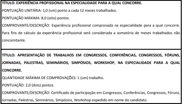 Avaliacao de titulos 1 17 - Processo Seletivo SES SP: Inscri&ccedil;&otilde;es encerradas