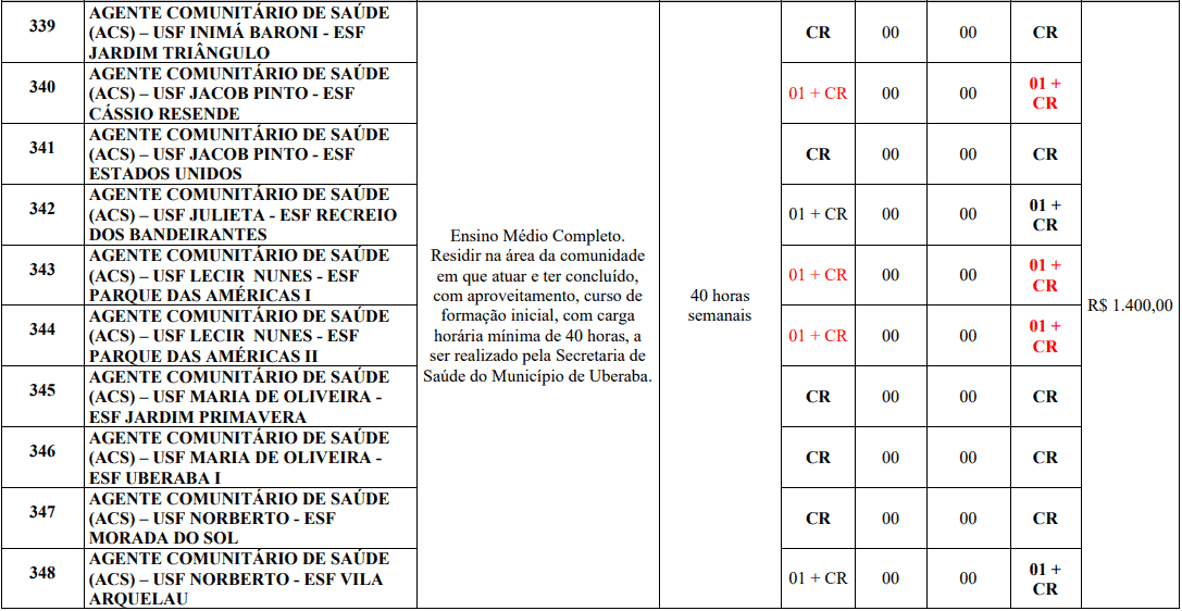 cargos 1 172 - Processo Seletivo Prefeitura de Uberaba MG