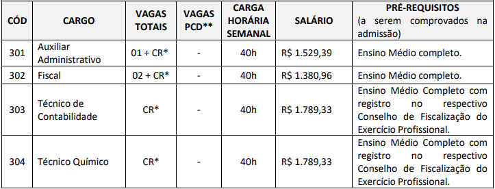 cargos 1 67 - Concurso SAAE Ibiraçu ES