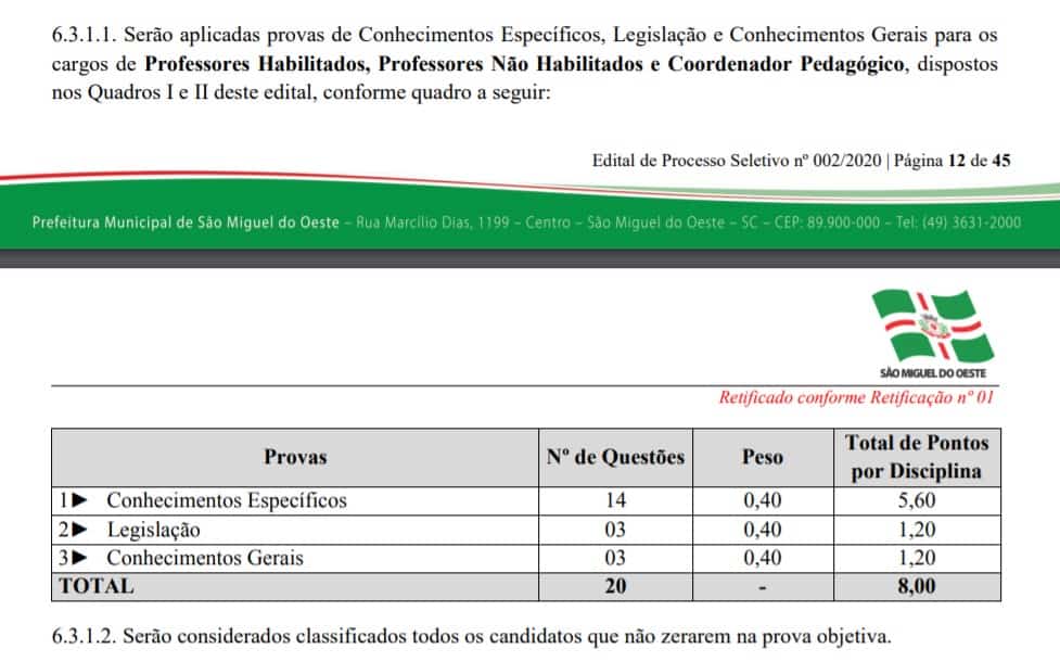 provas2 - Concurso Prefeitura de São Miguel do Oeste SC