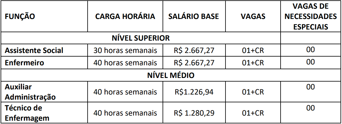 cargos 1 108 - Processo Seletivo Consórcio de Saúde da Região Sul-ES