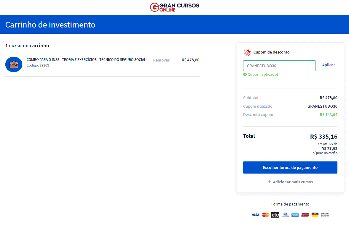 cupom gran cursos online inserir cupom 2 - → Cupom de 30% de DESCONTO no Gran Cursos Online