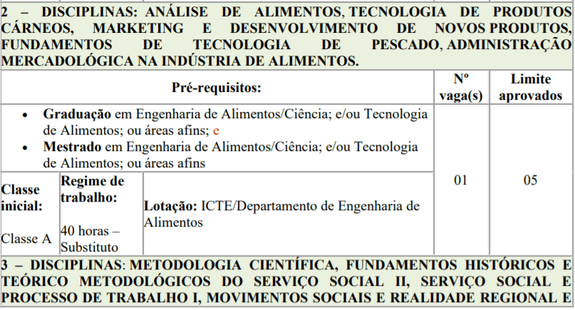 2 2 - Processo seletivo para Professor Substituto UFTM: Inscrições encerradas