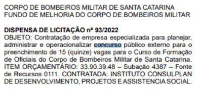 Captura de tela 2022 09 01 131537 - Concurso Bombeiros SC: Banca definida