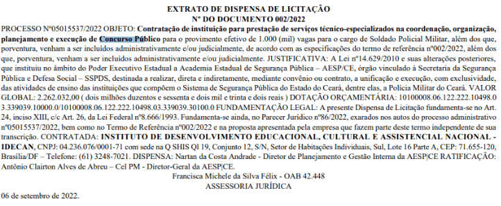 Captura de tela 2022 09 14 151700 - Concurso PM CE: Banca definida