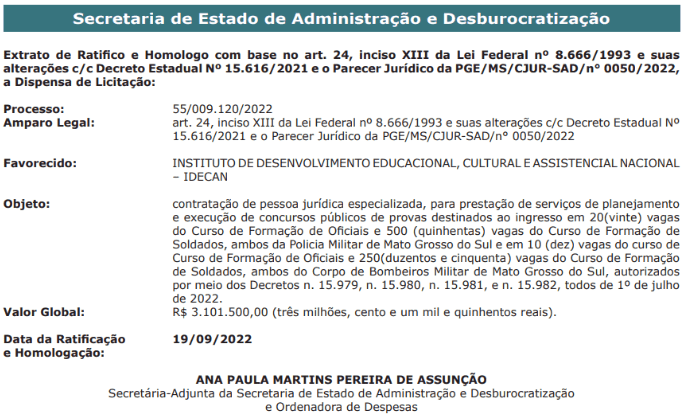 Captura de tela 2022 09 22 140458 - Concurso PM MS: Banca definida