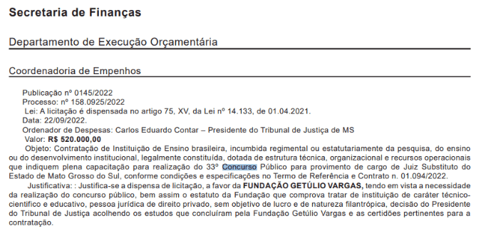 Captura de tela 2022 09 30 100317 - Concurso TJMS Juiz: Banca definida