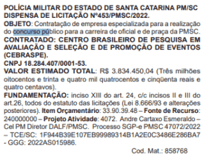 Captura de tela 2022 10 03 134219 - Concurso PM SC: Banca definida