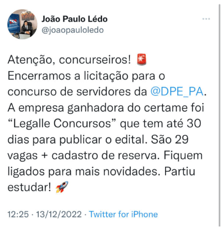 Concurso DPE PA: Banca definida Captura de tela 2022 12 13 163650 - Concurso DPE PA: Banca definida