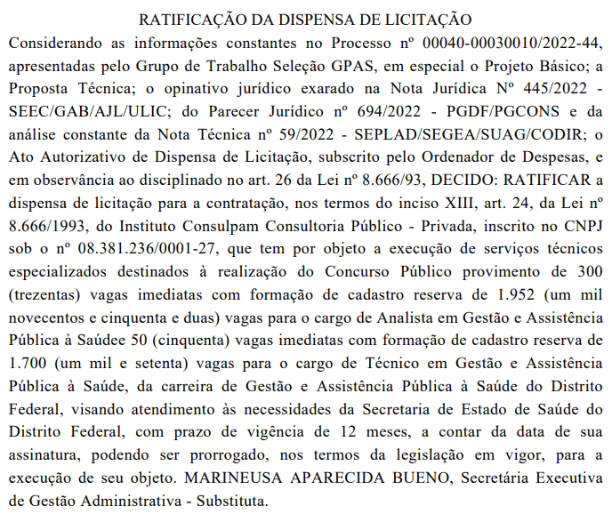 Captura de tela 2023 01 02 081427 - Concurso SES DF: Banca definida