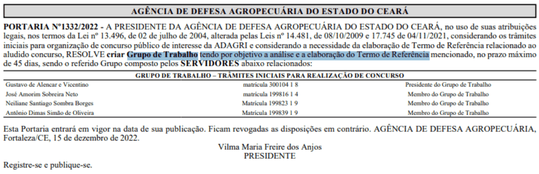 Captura de tela 2023 01 04 101826 - Concurso Adagri CE: Comissão formada