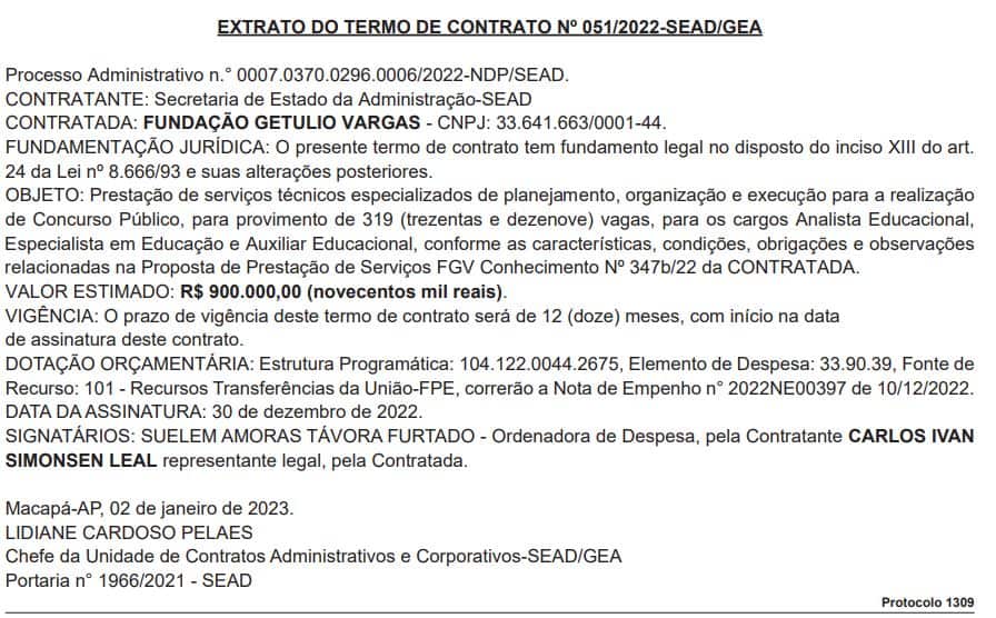 concurso seed ap extrato de contrato - Concurso SEED AP: Banca definida